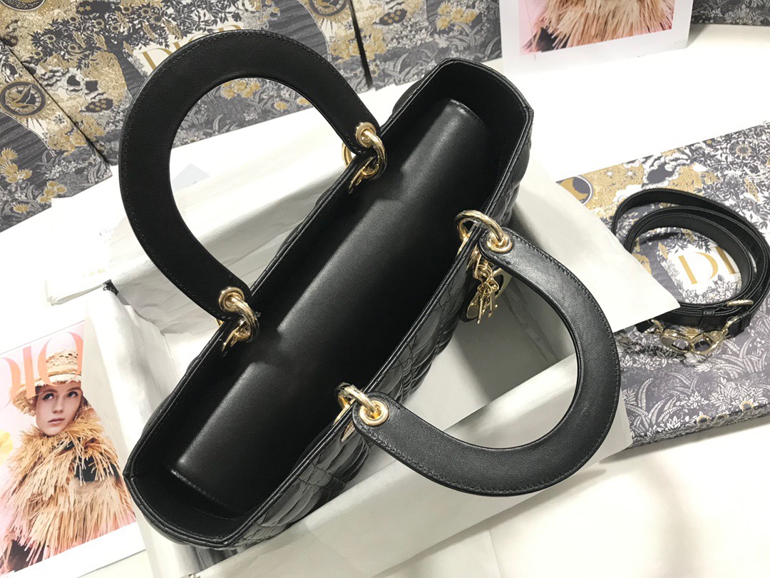 Large Lady Dior Bag Black Cannage Lambskin